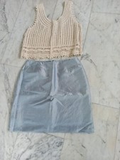 Damen Rock 100% Wildseide blau Bleistiftrock Ital . Gr. 42, deutsche Gr. 38 M