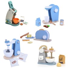 Kaffeemaschine Toaster Mixer Holz Spielküche Kinderküche Töpfe Spielzeug SET