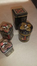 4 er Set Alte Dosen florales Muster Asien Motiv Blechdosen Teedosen mit Deckel