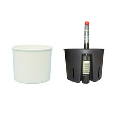 Set3 Kunststoff Hydro Blumentopf Corona weiss+Kulturtopf+Wasserstandsanzeiger
