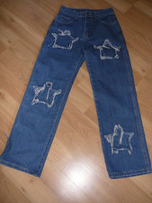 tolle Jeans  Damen Jeans Gr.S Hose Denim Blau ,große Sternen Flicken