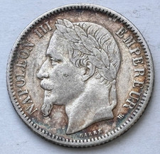 Frankreich 1 Franc 1867 BB France Napoleon III Silber Gad#463