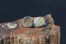 Wempe Manschettenknöpfe Stahl mit 750er Gelbgold Montierung  (c1296)