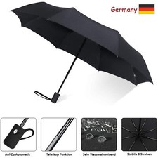 Regenschirm Automatik Stabil Sturmsicher Windfest-Groß Herren Damen Schwarz DE