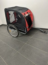 Hundeanhänger Fahrradanhänger Rot+Schwarz, Klappbare Fahne