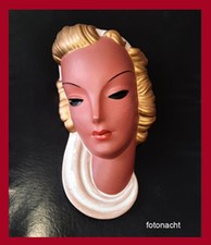 Goldschneider Wandmaske - DAME mit Schal - 8041 Keramik - W-Germany - 40er Jahre