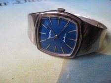 Schmuckuhr Zentra Unisex blau Silber 835 70-iger Jahre läuft nach Aufzug 