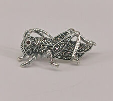 9927830 Vintage 925er Silber Anhänger/Brosche Grille Markasiten Granat 4x2,2cm