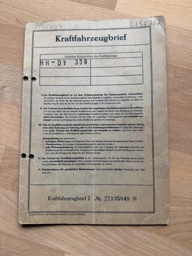 Kraftfahrzeugbrief kfz brief - kfz,