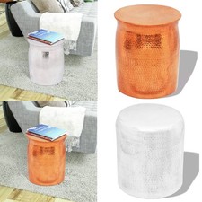 Beistelltisch Gehämmertes Tisch Aluminium Silbern Hocker Sofatisch Couchtisch