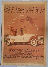 Reklame Werbung Mercedes Daimler Stuttgart Untertürkheim Litfaßsäule Plakat 1915