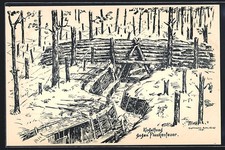 Künstler-AK Kugelfang gegen Flankenfeuer, Schützengraben 