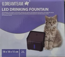 Trinkbrunnen 2L, blaue LED Beleuchtung Katzen Hunde Wasserbrunnen Wasserautomat