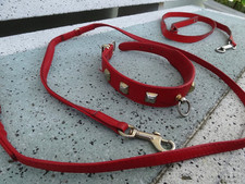 2 Hundeleinen und Halsband mit Deko-Nieten, gut erhalten