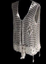 ? Damen Häkel-Weste, Size L-XL (40-42), Weiß, NEU! ?