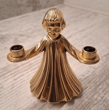 Vintage Festlicher Weihnachtsengel echt vergoldet 23,9 Karat Kerzenhalter