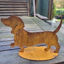 Dackel Hundefigur 24 x 17 cm Dackelfigur Metall Rost Edelrost Platte Gartendeko