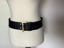 Valerie ADOLF -  breiter Gürtel - schwarz - Krokolook - 85 cm Vintage 80er