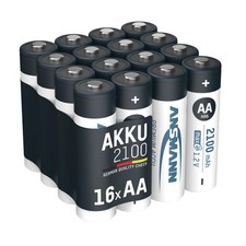 ANSMANN Akku AA 2100mAh Mignon NiMH 1,2V – 1000x wiederaufladbar (16 Stück)