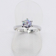 Solitär Kristall Modeschmuck VERLOBUNG Ring 18K Weißgold beschichtet 16,8 mm 53