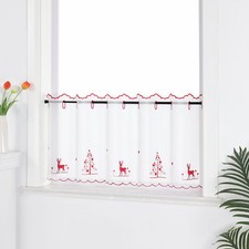 Scheibengardine Elch Bistrogardine Weihnachten Küche Kurzstores Stangendurchzug