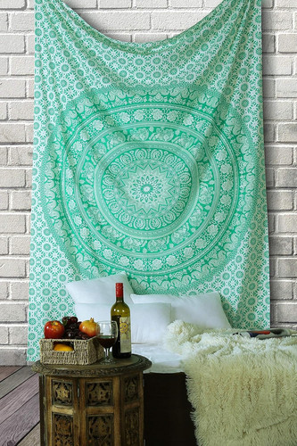 Grüner hippie wandbehang - grüner, hippie-wandbehang