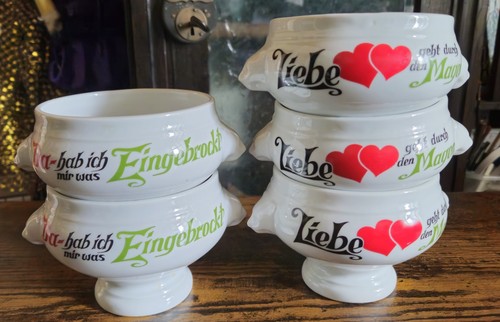 5er set vintage suppentassen - vintage,