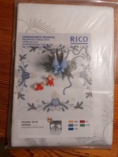 Weihnachtl. Mitteldecke 80x80 BW zum Besticken Incl Garn 'RICO' Komplettpackung 