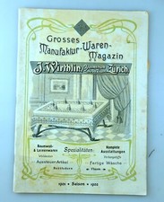 Katalog J. WIRTHLIN Zürich 1901 Manufaktur-Waren, Wäsche Aussteuer Stoffe Tücher