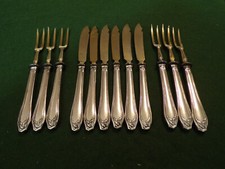 Floraler Jugendstil Dessert/Obstbesteck 6 Personen 12 Teile versilbert TOP