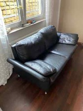 Couch Zweisitzer,schwarz,Leder ,gebraucht, Marke Gepade