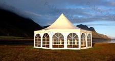 Festzelt Partyzelt Eventzelt Catering 8eck Pagode mit Sprossenfenstern