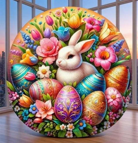 Holzschild ostern blumen - holzschild,