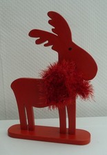 Rentier - Elch - Holz - Rot - Weihnachten - Deko - mit Schal – Advent