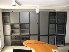 Flötotto Profilsystem Container Regal Tisch, Profile schwarz, Flächen anthrazit