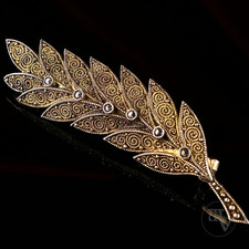 Original Theodor Fahrner Schmuck 925 Silber Markasiten & Kräusel Brosche Alt