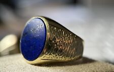 585 Gold Herrenring Siegelring Wappenring Lapislazuli Blau 14K Gelbgold 6 Gramm