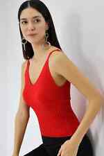 Rot Strick Top Ärmellos