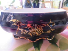 Bonboniere Porzellan Schale Erika Lutz KOBALT Blau GOLD Dekor Handmalerei