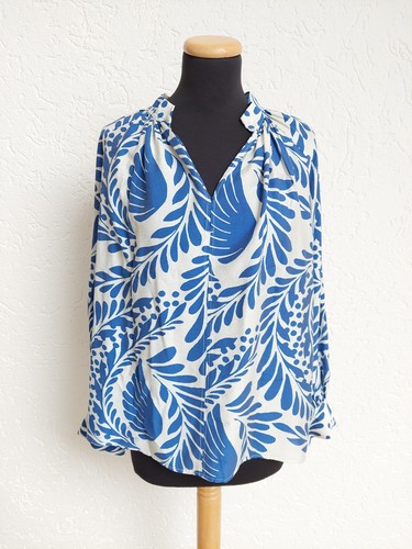 Weiß blau muster bluse - weiß, von