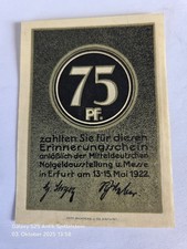 Notgeld Thüringen Erfurt, 75 Pf. Mitteldeutsche Notgeldausstellung und Messe