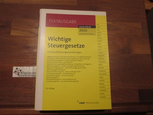 Wichtige steuergesetze teil - wichtige, steuergesetze;