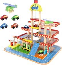 Kinder  Garage  KRUZZEL 3-Ebene Parkplatz Holz Parkhaus mit Zubehör