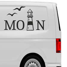 Moin Leuchtturm Aufkleber Maritim Vögel Möwen Wohnmobil Wohnwagen WOMO 30x18 cm