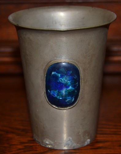 Zinnbecher mit zierstein blau - mit,