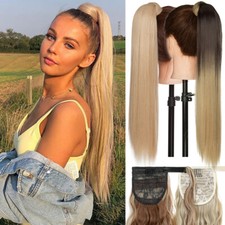 Pferdeschwanz Zopf Haarverlängerung Clip in Haarteil Extensions wie Echthaar 26"