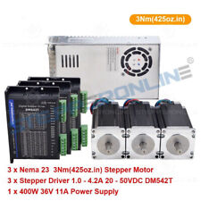 3 Achse Nema23 Schritmotor 3Nm φ10mm 4.2A 113mm & Stepper Driver DM542T CNC Kit