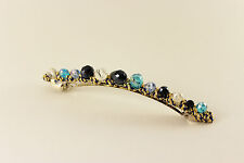 Haarspange Haarklammer Barrette Haarschmuck Faden/gold Strass Glasperlen A464