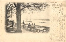 Ak Vegesack Hansestadt Bremen, Hotel Bellevue, Terrasse, Schiffe - 4282459