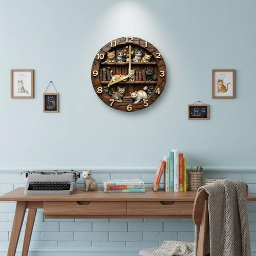 Katzen wanduhr rustikal - katzen-wanduhr,